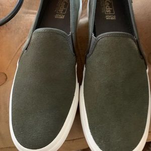 Keds olive green slip on sneakers